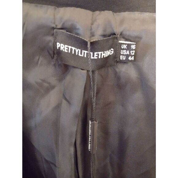 NWT Pretty Little Thing Black Hook And Eye Lace Up Detail Long Sleeve Blazer Dre - Picture 5 of 8